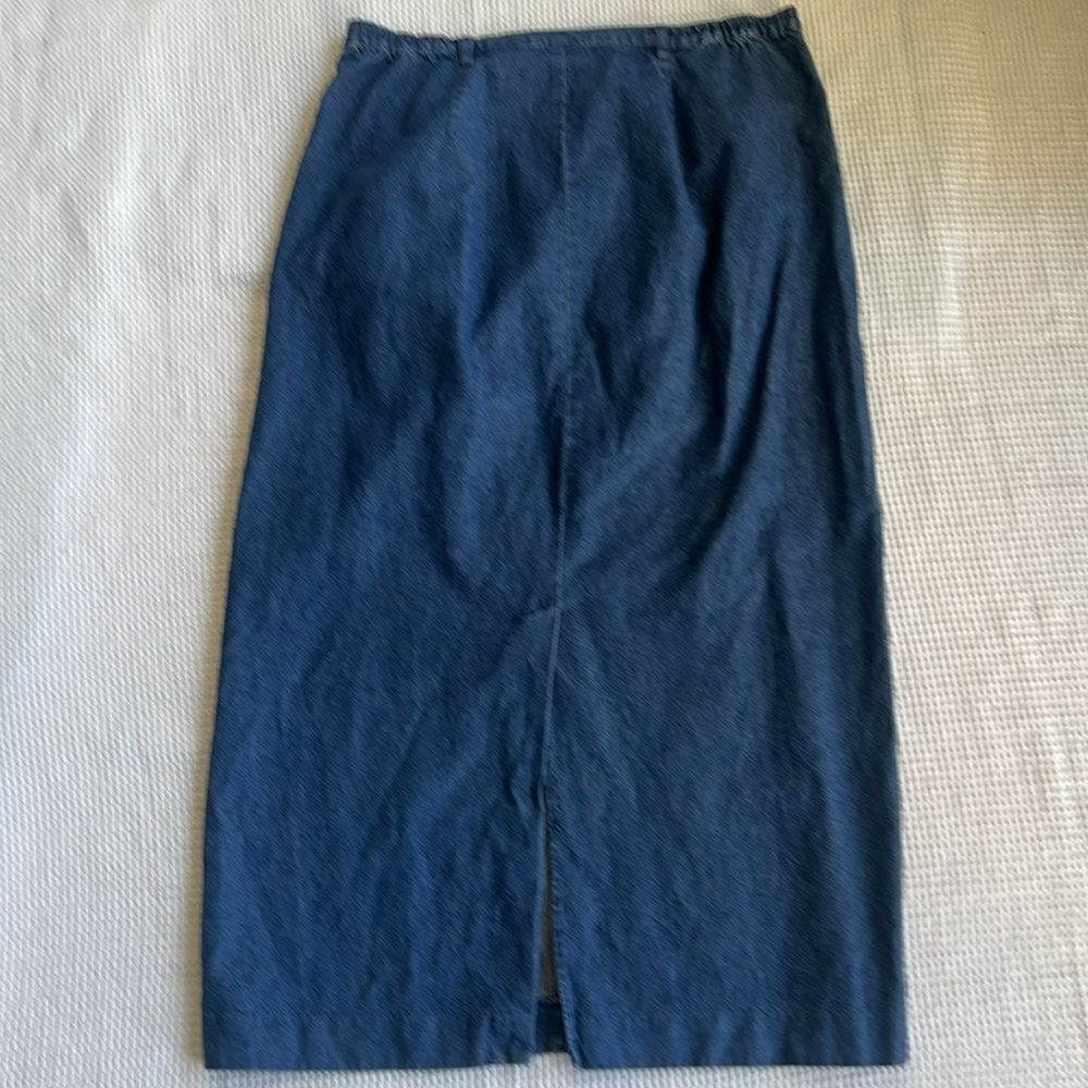 Karen Scott 100% Cotton Women’s Maxi Jean Cowgirl Western Pleated Midi Skirt 12 - Picture 11 of 14